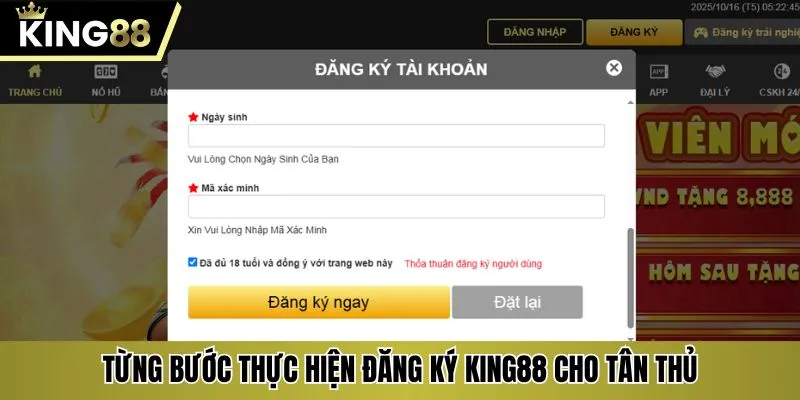 Từng bước thực hiện đăng ký KING88 cho tân thủ